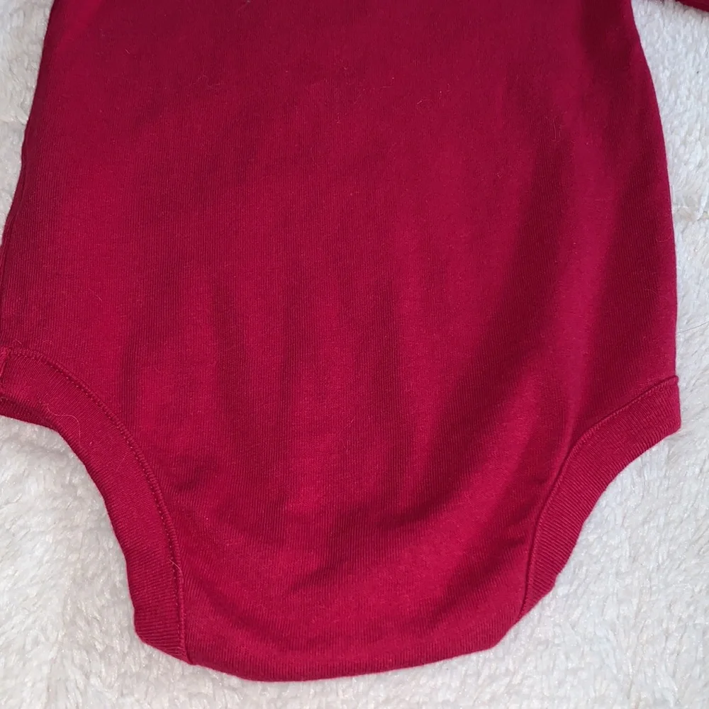 Gap Baby Girls Red Onesie 3-6M EUC Floral Embellishment